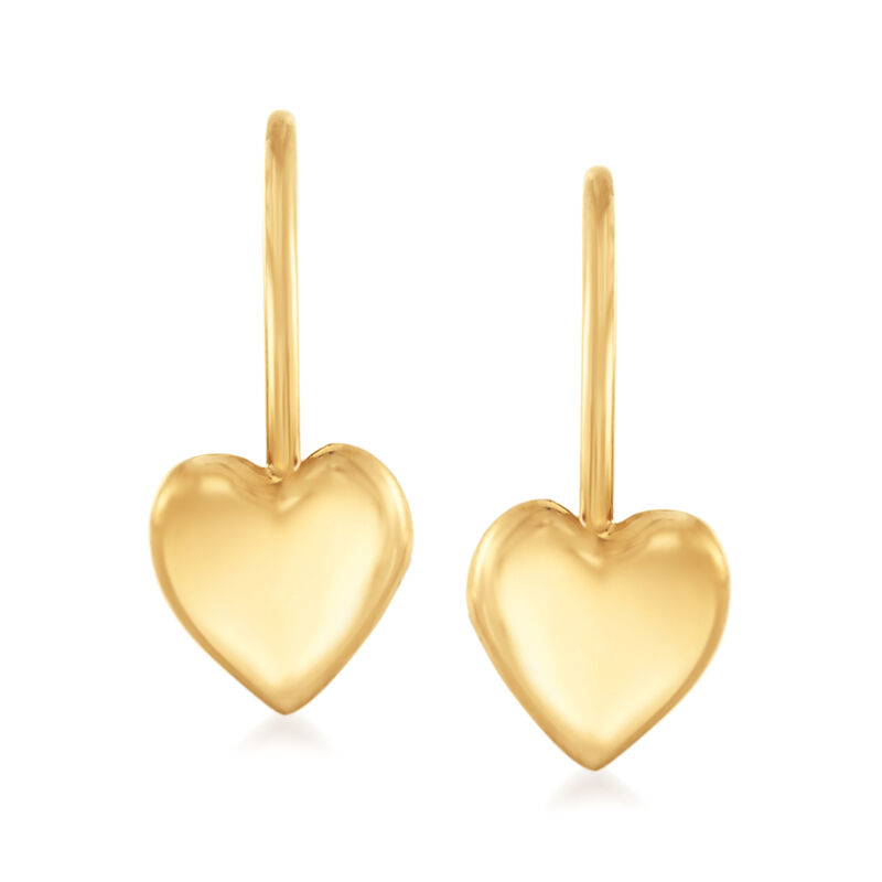 Child's 14kt Yellow Gold Heart Drop Earrings image number 0