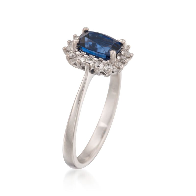 1.40 Carat Sapphire and .20 ct. t.w. Diamond Ring in 14kt White Gold image number 2