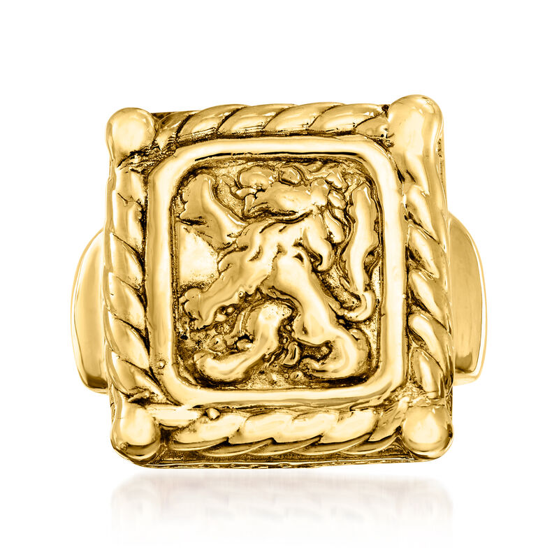 Italian 14kt Yellow Gold Crest-Style Lion Ring image number 0