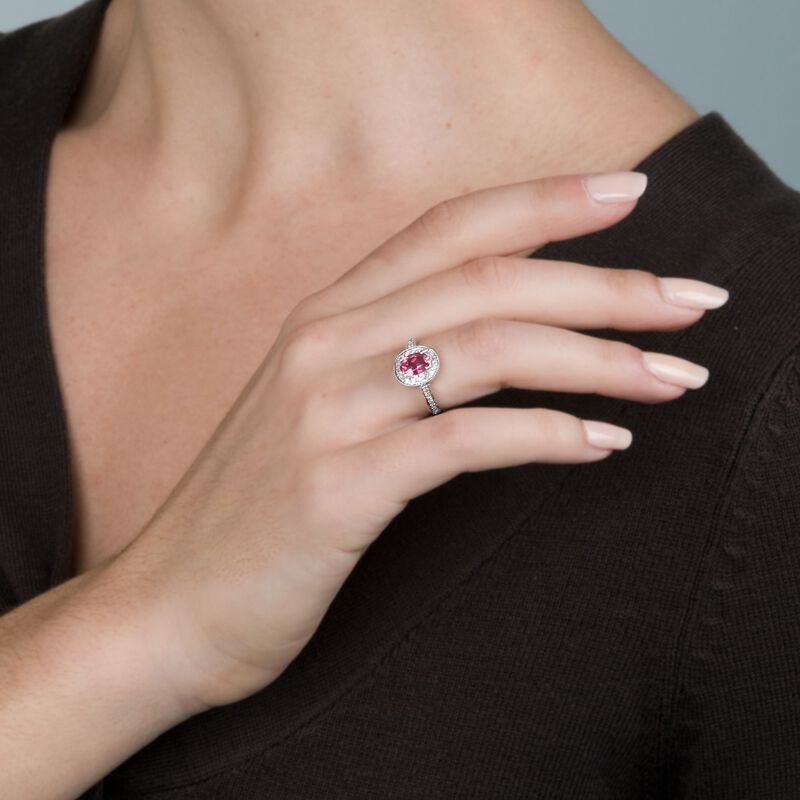 .75 ct. t.w. Pink Tourmaline and .10 ct. t.w. Diamond Ring in 14kt White Gold image number 2
