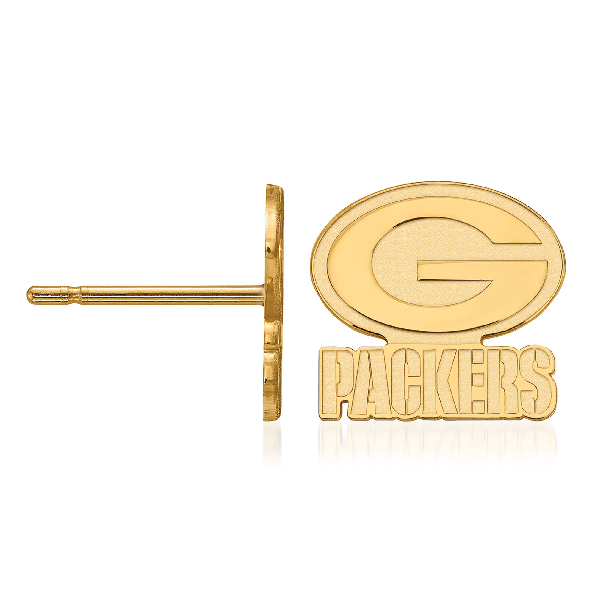 14kt Yellow Gold NFL Green Bay Packers Extra Small Stud Earrings