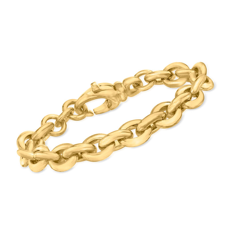 Italian Andiamo 14kt Yellow Gold Over Resin Rolo-Link Bracelet. 8" image number 0