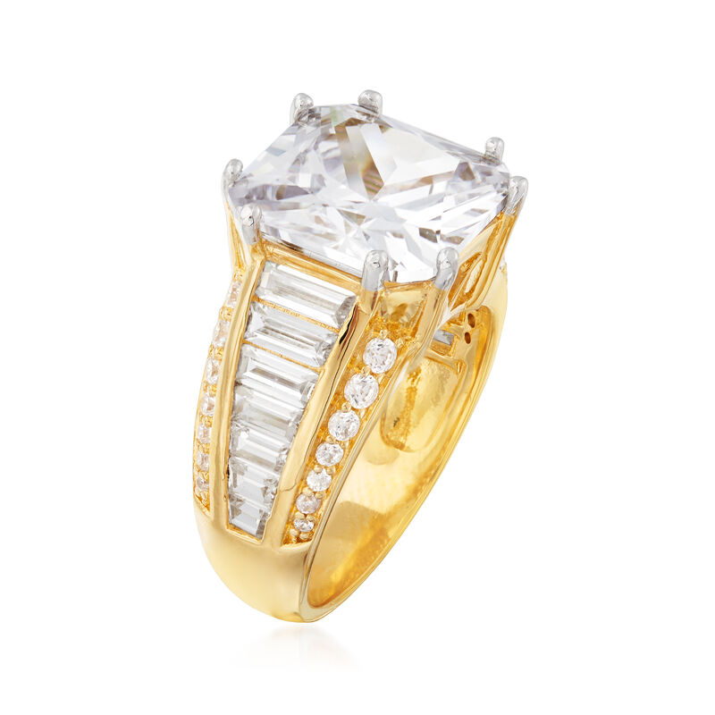 11.00 ct. t.w. CZ Ring in 18kt Gold Over Sterling image number 2