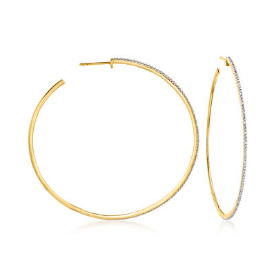 .15 ct. t.w. Diamond Hoop Earrings in 18kt Gold Over Sterling