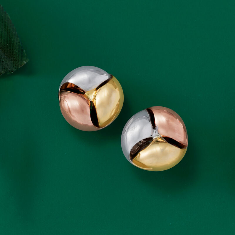 Italian 14kt Tri-Colored Gold Earrings image number 2