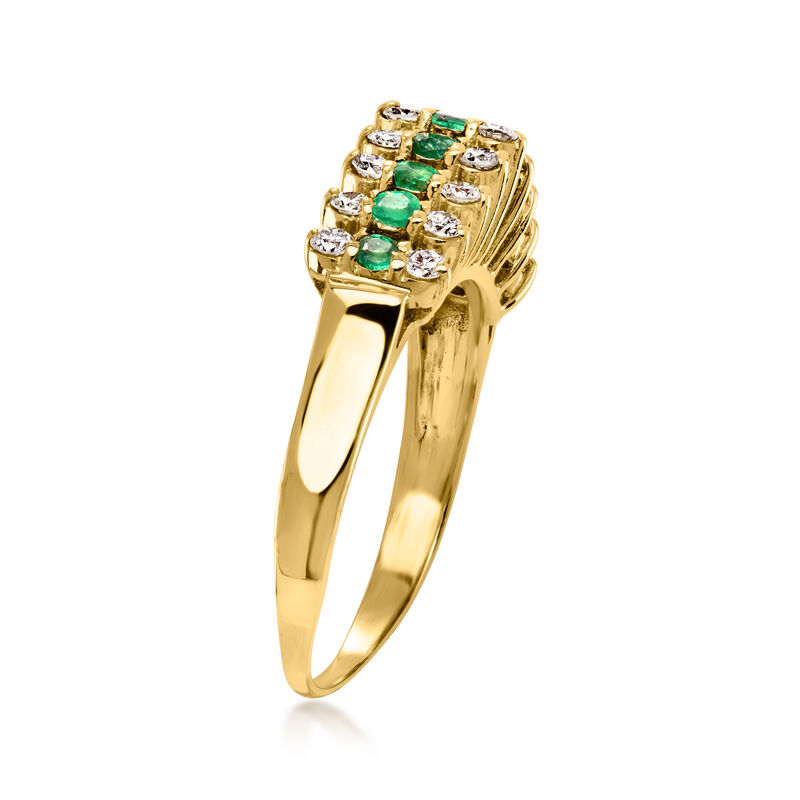 C. 1980 Vintage .45 ct. t.w. Emerald Ring with .55 ct. t.w. Diamonds in 14kt Yellow Gold. Size 7 image number 2