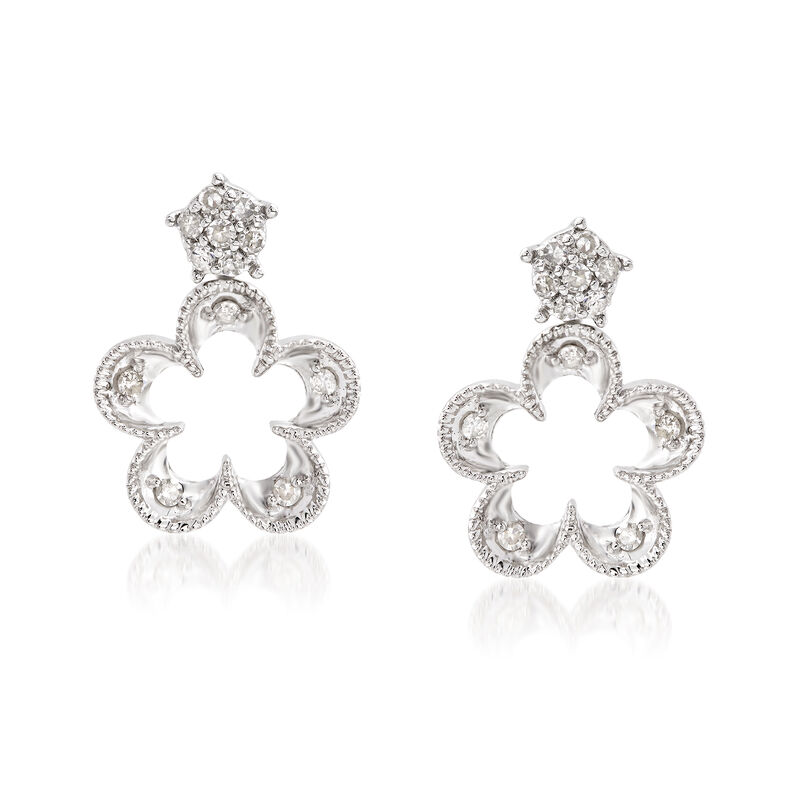 .25 ct. t.w. Diamond Flower Convertible Earrings in Sterling Silver image number 3