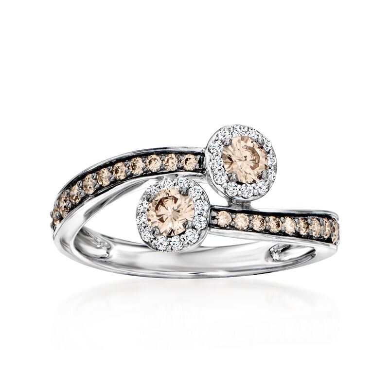 Le Vian .60 ct. t.w. Chocolate and Vanilla Diamond Bypass Ring in 14kt Vanilla Gold. Size 7 image number 0