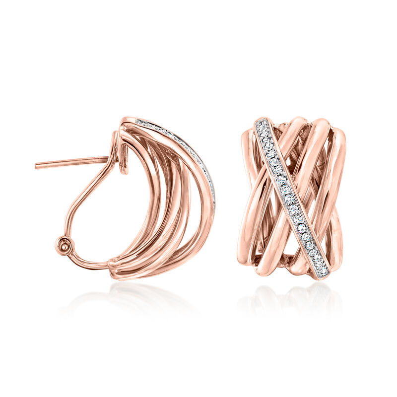 C. 1990 Vintage .50 ct. t.w. Diamond Highway Earrings in 14kt Rose Gold image number 2