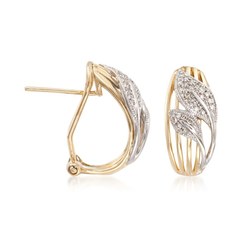 .18 ct. t.w. Diamond Leaves Earrings in 14kt Two-Tone Gold image number 1