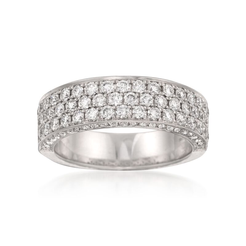 Henri Daussi 1.40 ct. t.w. Diamond Wedding Ring with Pave Sides in 14kt White Gold image number 0