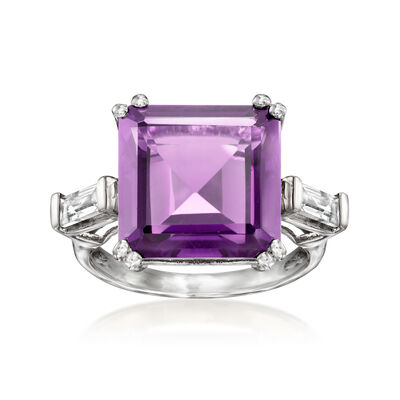 7.25 Carat Amethyst Ring with .50 ct. t.w. White Topaz in Sterling Silver