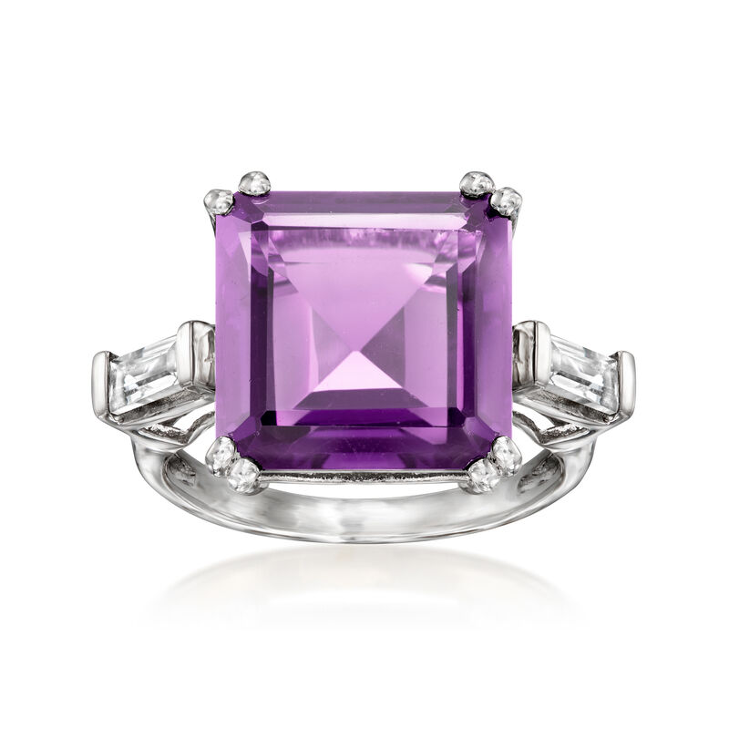 7.25 Carat Amethyst Ring with .50 ct. t.w. White Topaz in Sterling Silver image number 0