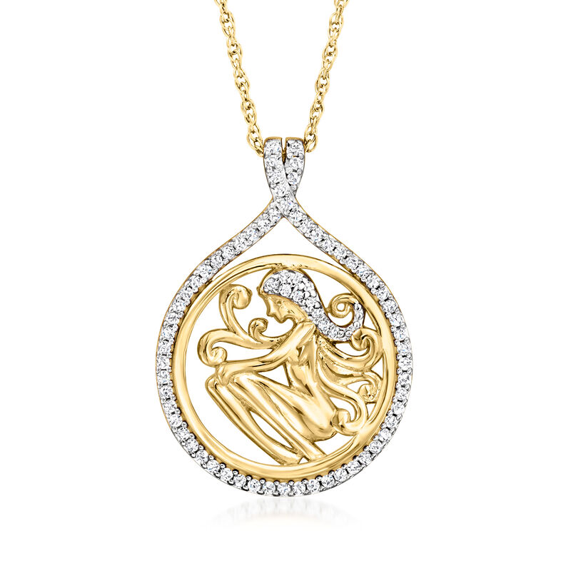 .30 ct. t.w. White Topaz Zodiac Pendant Necklace in 18kt Gold Over Sterling image number 1