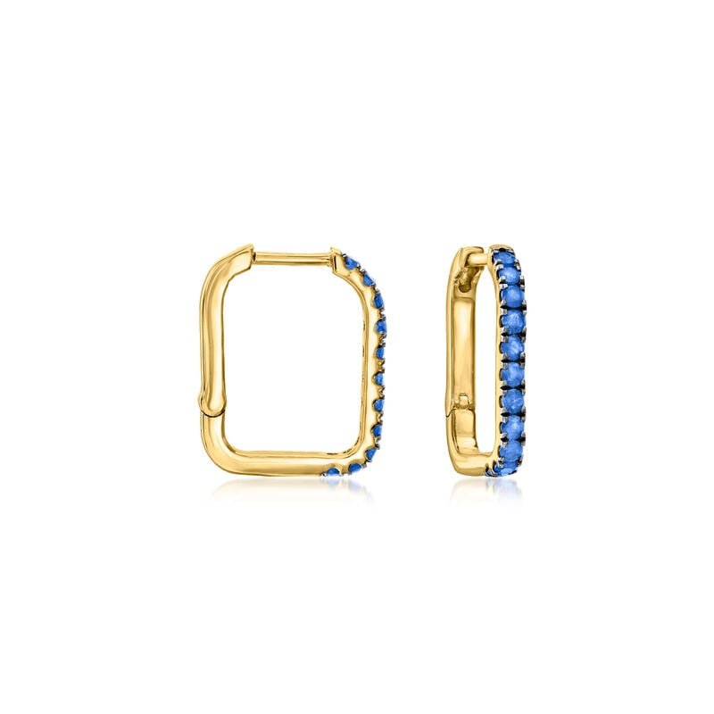 .80 ct. t.w. Sapphire Paper Clip Link Hoop Earrings in 18kt Gold Over Sterling. 3/4&quot; image number 0
