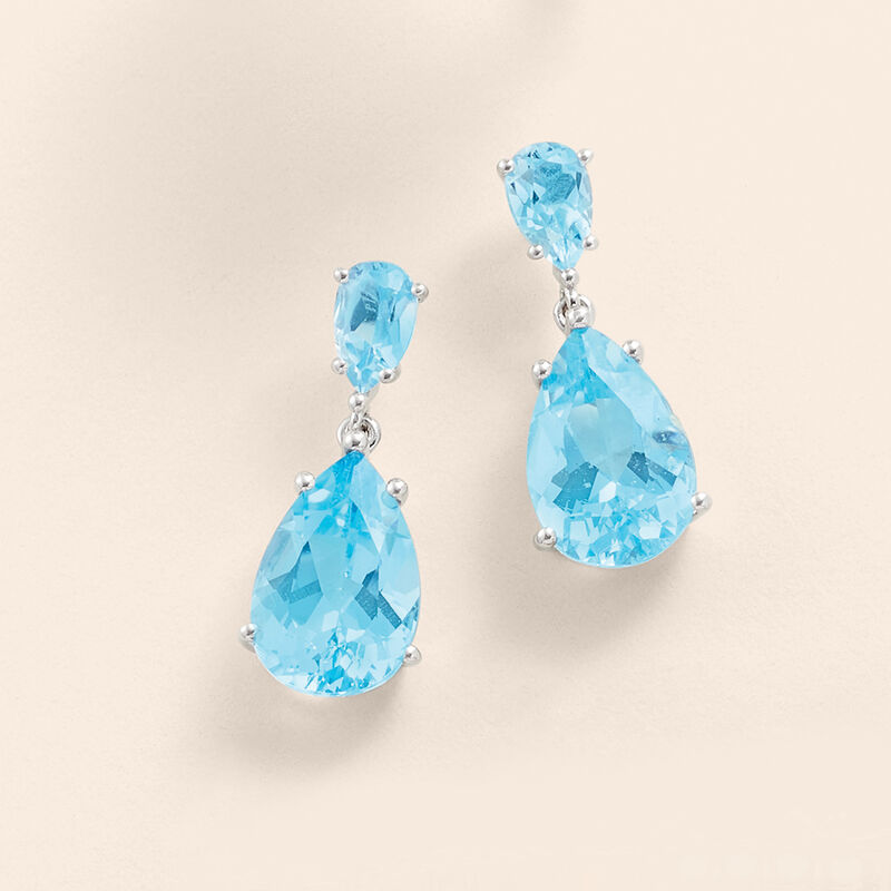 14.00 ct. t.w. Sky Blue Topaz Drop Earrings in Sterling Silver  image number 2