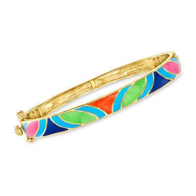 Multicolored Enamel Bangle Bracelet in 18kt Gold Over Sterling