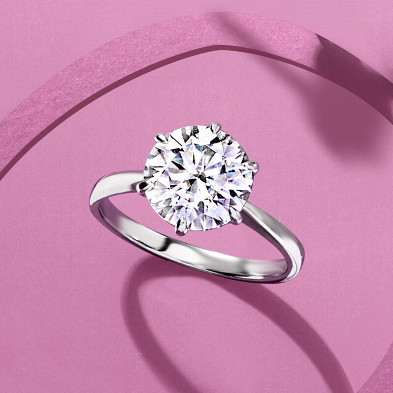 3.00 Carat Moissanite Solitare Ring in Sterling Silver image number 6