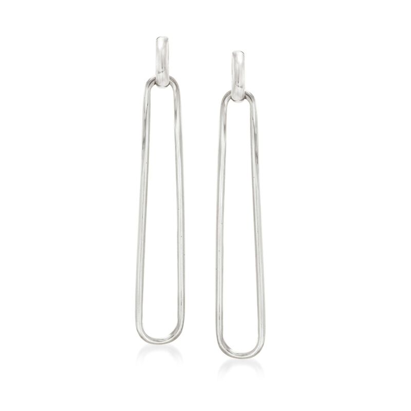 Italian Sterling Silver Elongated Oval-Link Drop Earrings image number 0