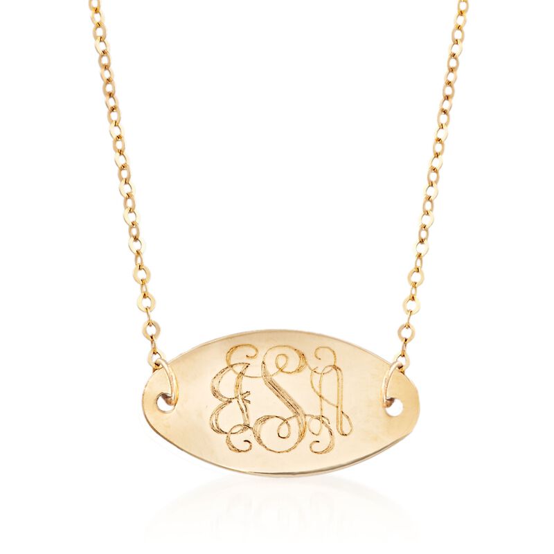 Italian 14kt Yellow Gold Monogram Oval ID Necklace image number 0