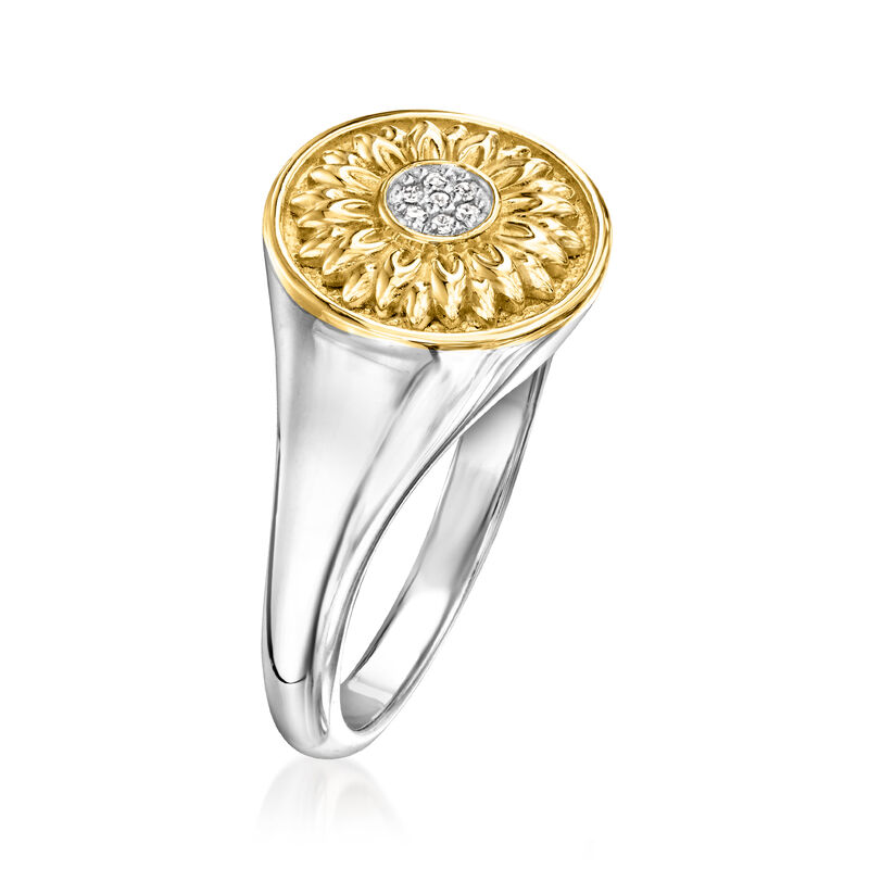 Diamond Sunflower Ring in 18kt Gold Over Sterling and Sterling Silver image number 2