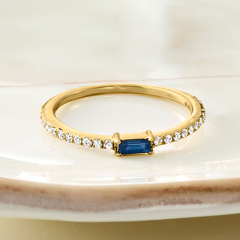 .10 Carat Sapphire and .20 ct. t.w. Diamond Ring in 14kt Yellow Gold image number 2