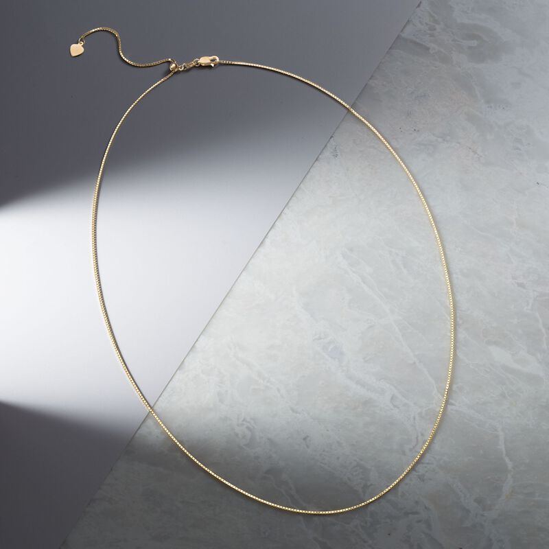 .8mm 14kt Yellow Gold Adjustable Box Chain Necklace image number 3