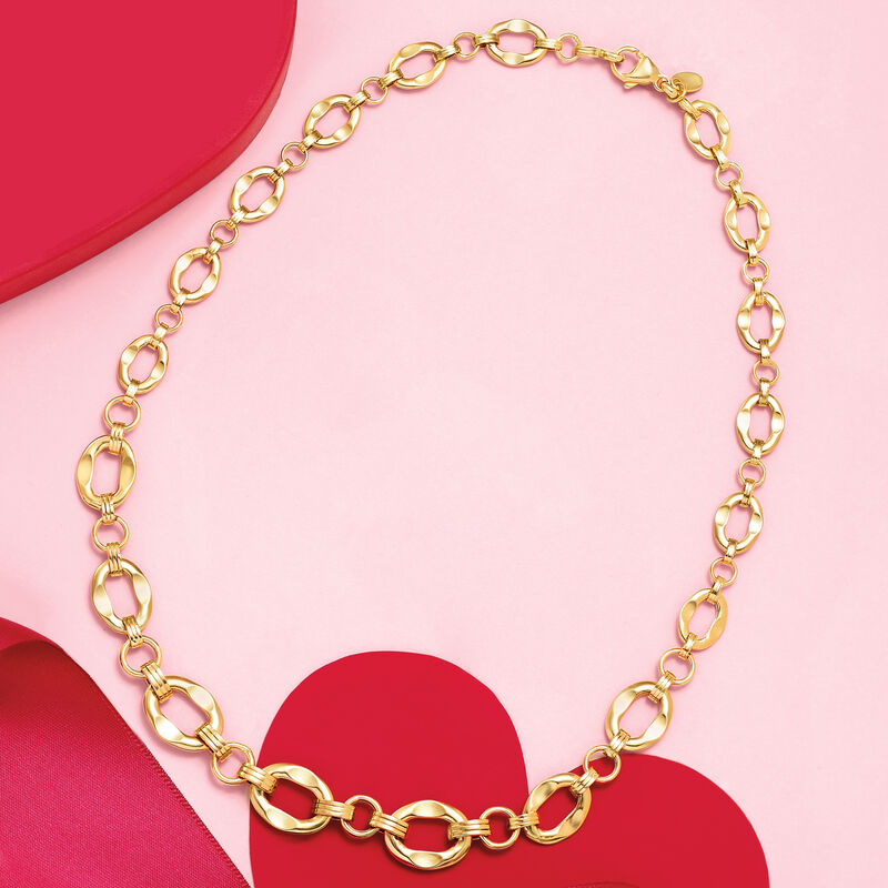 Italian 14kt Yellow Gold Graduated Oval-Link Necklace image number 2