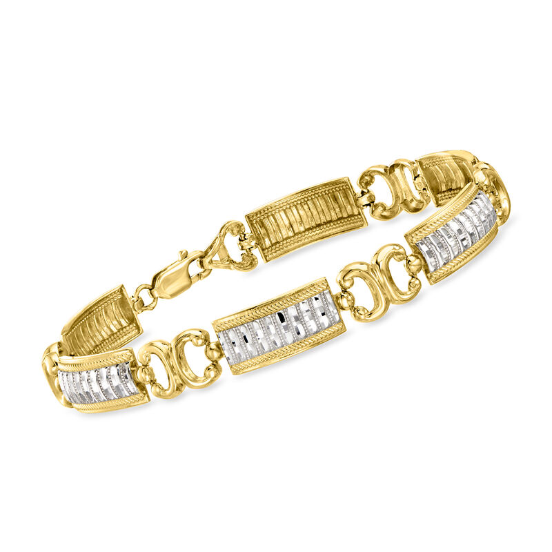 C. 1990 Vintage 14kt Two-Tone Gold Link Bracelet image number 0