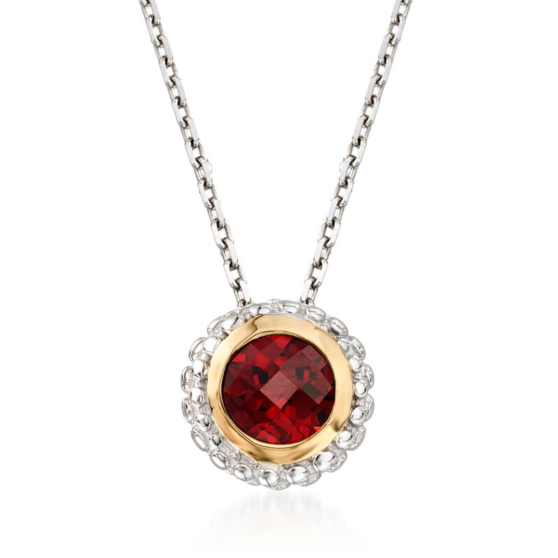 Phillip Gavriel &quot;Popcorn&quot; .50 Carat Garnet Pendant Necklace in Sterling Silver and 18kt Gold. 18&quot; image number 1