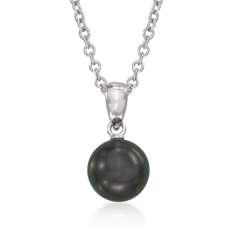 Mikimoto 8-8.5mm Black South Sea Pearl Pendant Necklace in 18kt White Gold. 18&quot; image number 1
