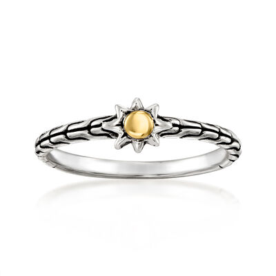 Sterling Silver and 18kt Yellow Gold Bali-Style Sun Ring
