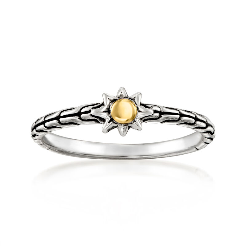Sterling Silver and 18kt Yellow Gold Bali-Style Sun Ring image number 0