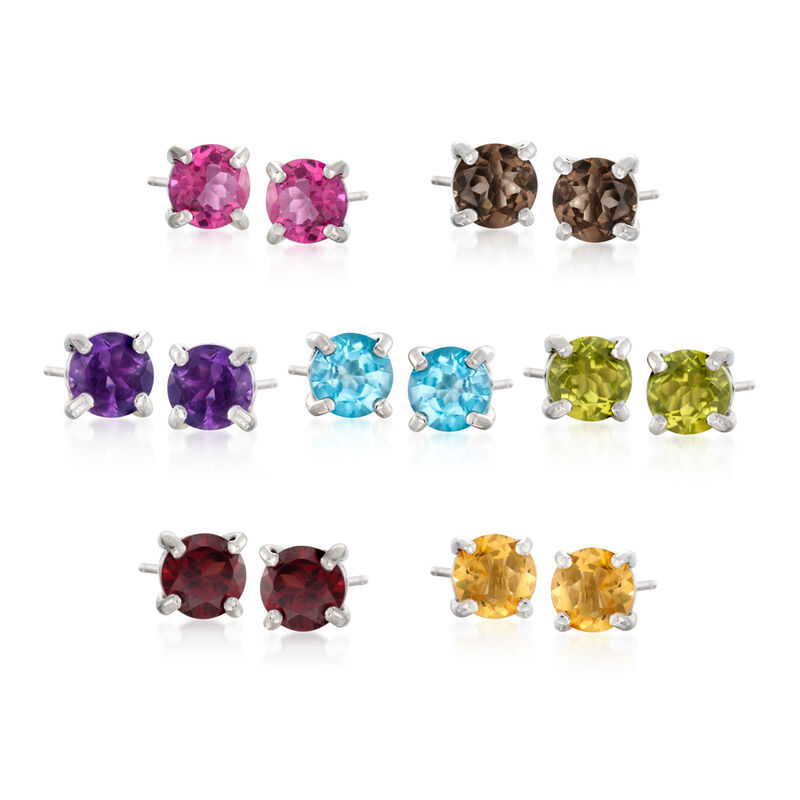 7.00 ct. t.w. Multi-Gemstone Jewelry Set: Seven Pairs of Stud Earrings in Sterling Silver  image number 0