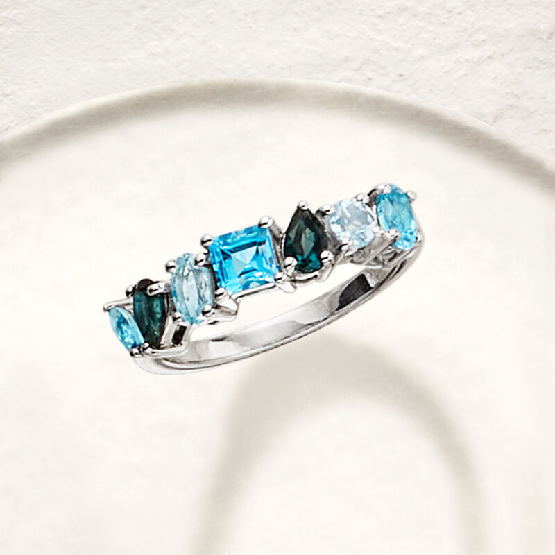 1.50 ct. t.w. Multi-Shaped Tonal Blue Topaz Ring in Sterling Silver image number 3
