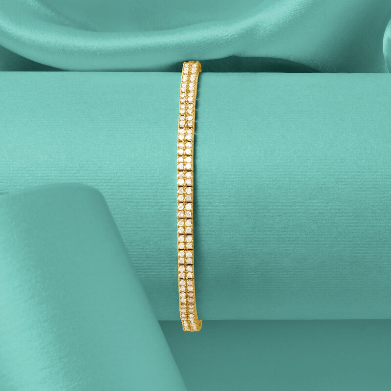 3.00 ct. t.w. Diamond Two-Row Tennis Bracelet in 18kt Gold Over Sterling image number 2