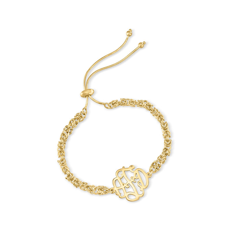 14kt Yellow Gold Personalized Monogram Byzantine Bolo Bracelet image number 2