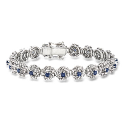 C. 1980 Vintage 2.00 ct. t.w. Sapphire Roped-Edge Bracelet in 18kt White Gold