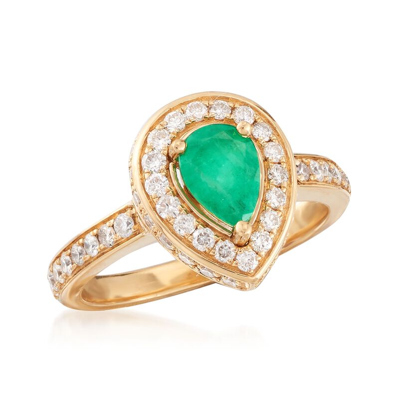 .60 Carat Emerald and .80 ct. t.w. Diamond Ring in 18kt Yellow Gold image number 3