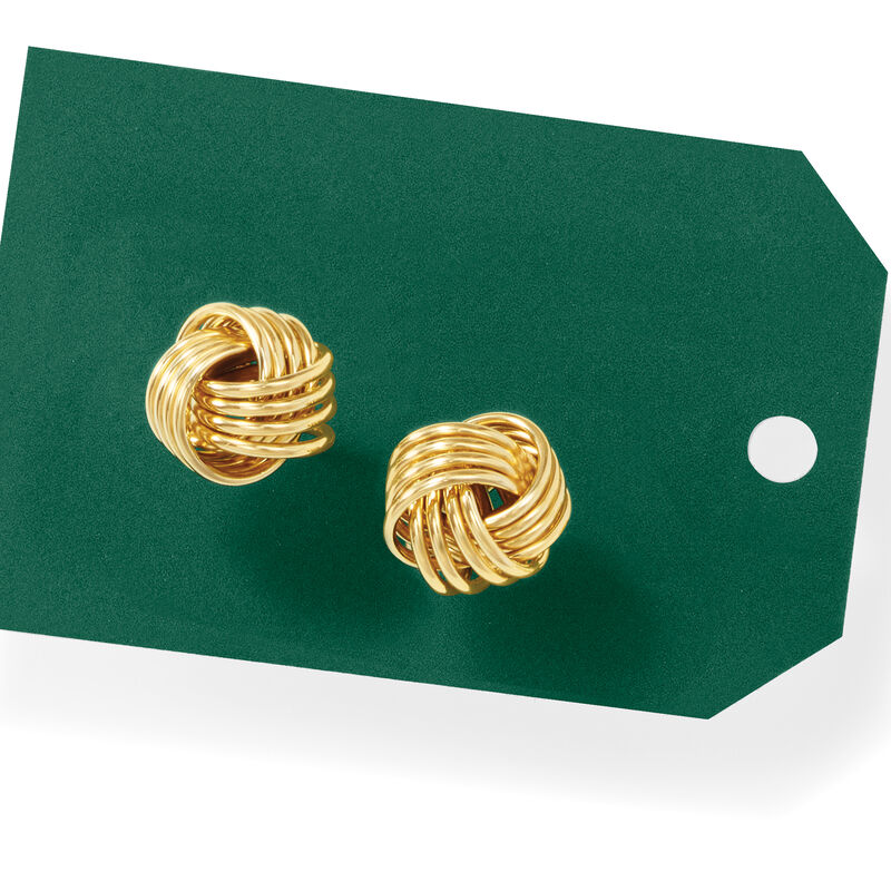 14kt Yellow Gold Love Knot Stud Earrings image number 2