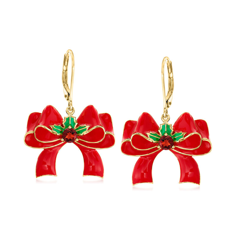 Enamel Deep Red Bangle with Gold Bow Enamel Deep Red Bangle with Gold Bow