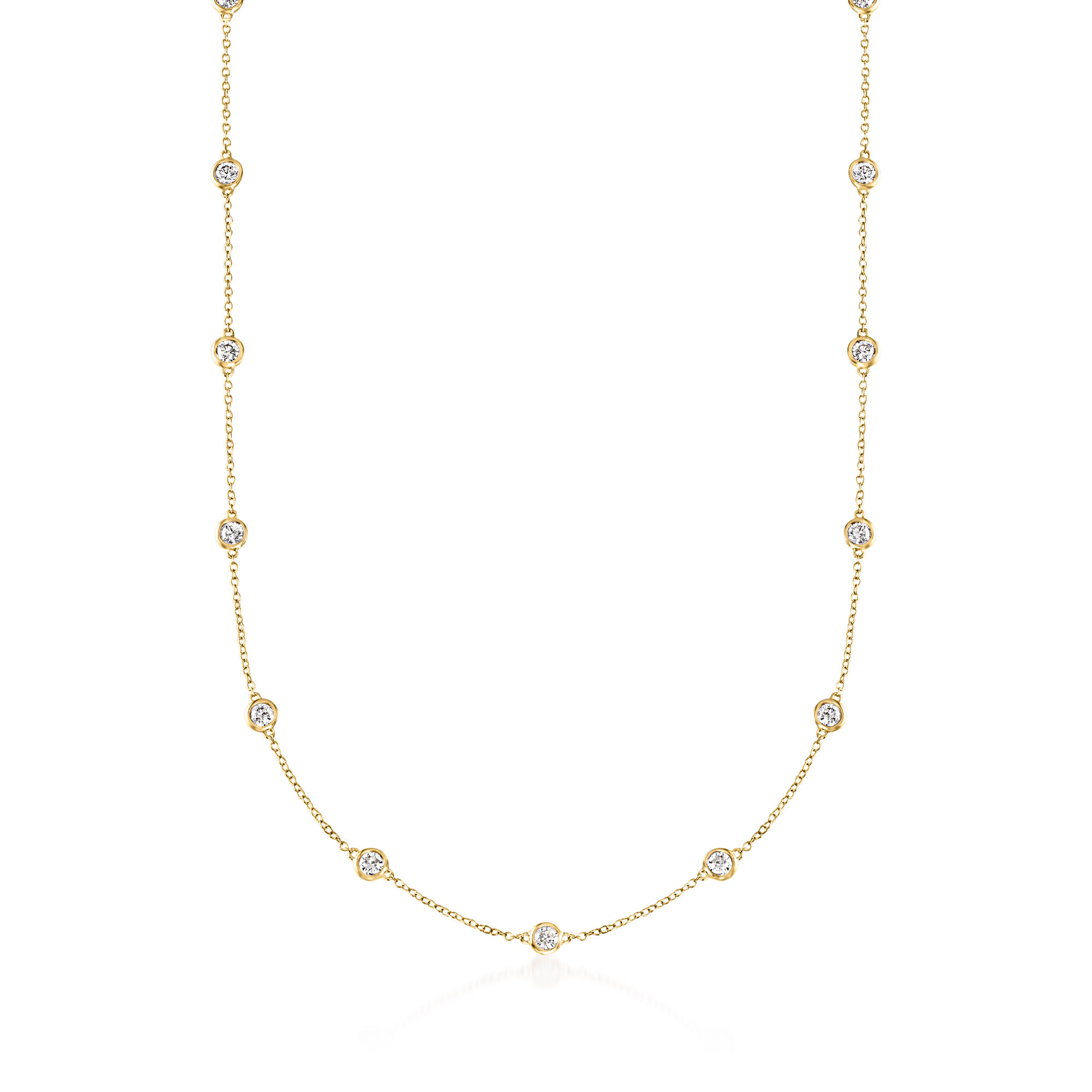 2.00 ct. t.w. Bezel-Set Diamond Station Necklace in 14kt Yellow