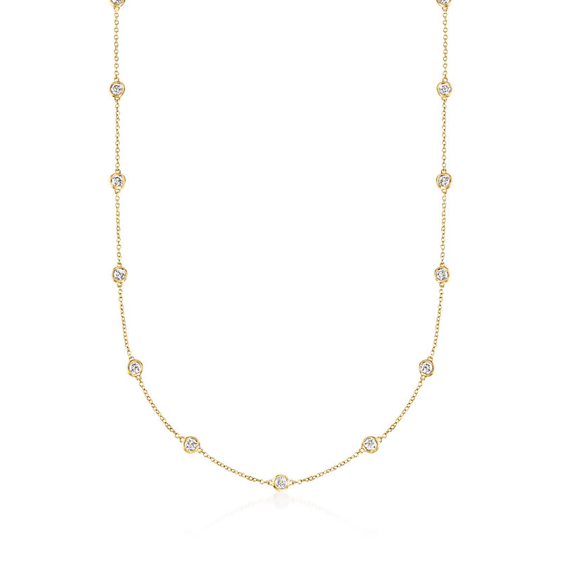 2.00 ct. t.w. Bezel-Set Diamond Station Necklace in 14kt Yellow Gold image number 0