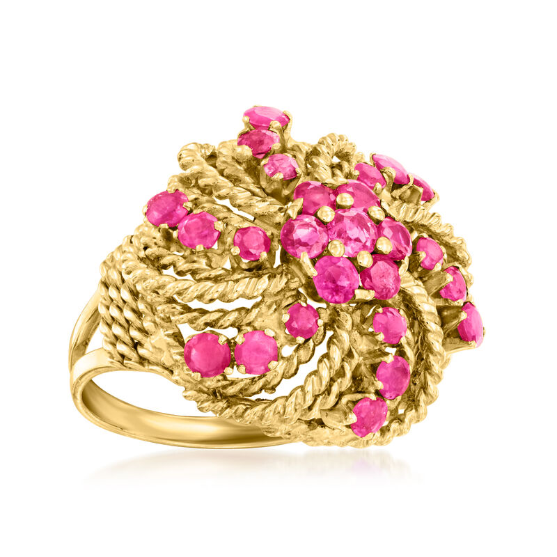 C. 1980 Vintage 2.25 ct. t.w. Ruby Swirl Ring in 18kt Yellow Gold. Size 6 image number 3
