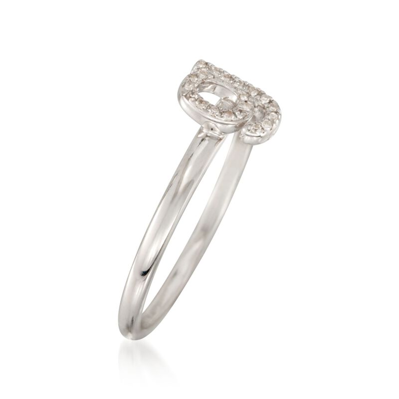 Diamond Accent Mini Initial "G" Ring in Sterling Silver image number 2