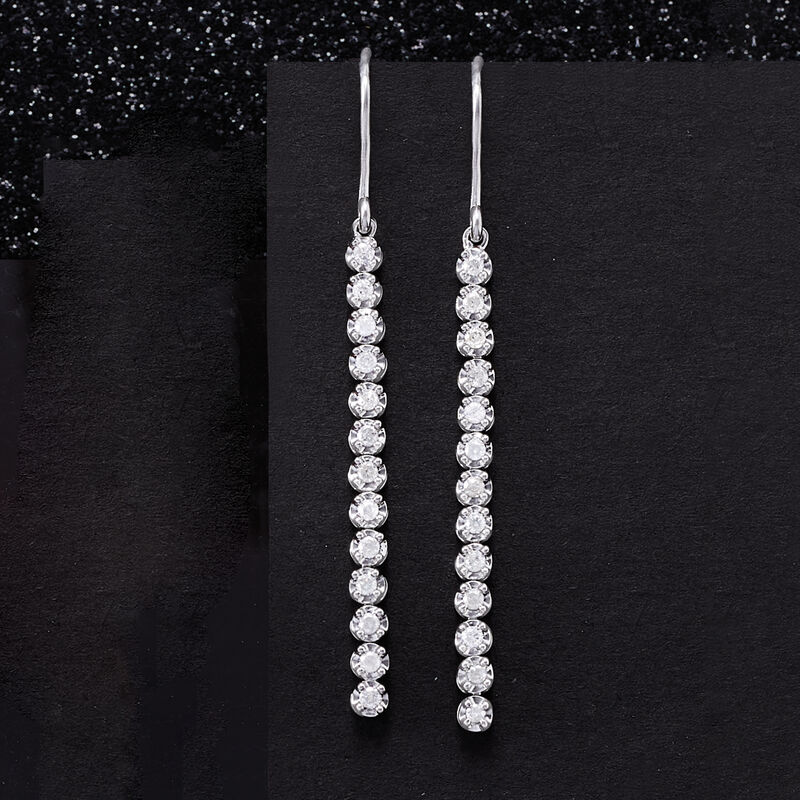 .50 ct. t.w. Diamond Linear Drop Earrings in Sterling Silver image number 3