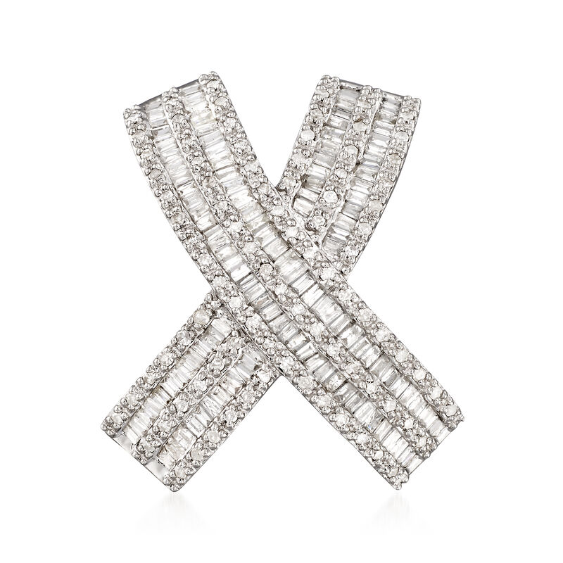 1.00 ct. t.w. Diamond &quot;X&quot; Slide Pendant in 14 White Gold. Slide image number 0