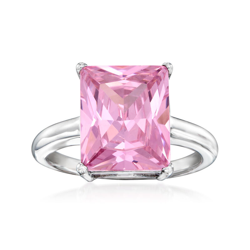 7.50 Carat Simulated Pink Sapphire Ring in Sterling Silver image number 0