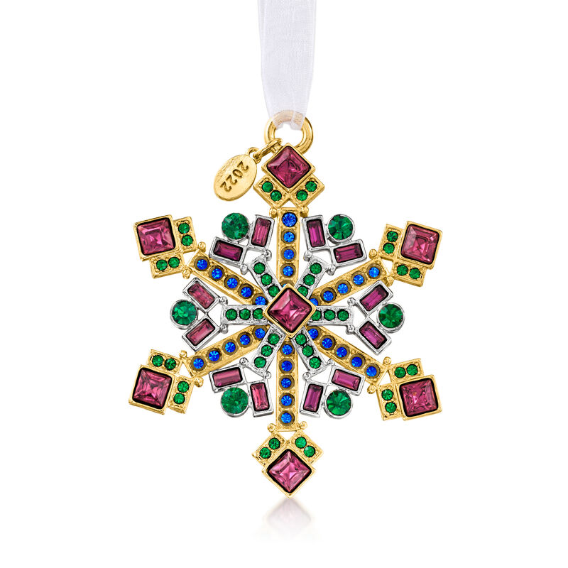 Ross-Simons 2022 Annual Multicolored Crystal Christmas Jewels Snowflake Ornament in Gold Plate and Silver Plate - 12th Edition image number 0