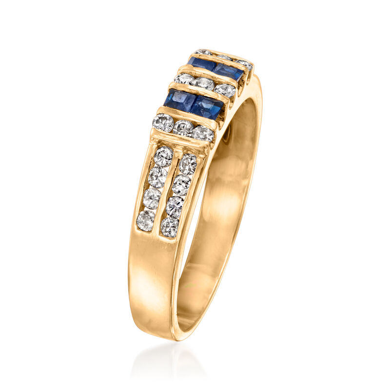 C. 1980 Vintage .50 ct. t.w. Diamond and .32 ct. t.w. Sapphire Ring in 14kt Yellow Gold. Size 6.5 image number 2